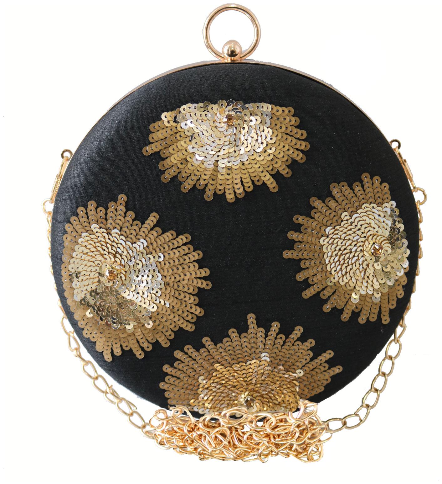 

Anekaant Women Black Synthetic Fabric Clutch