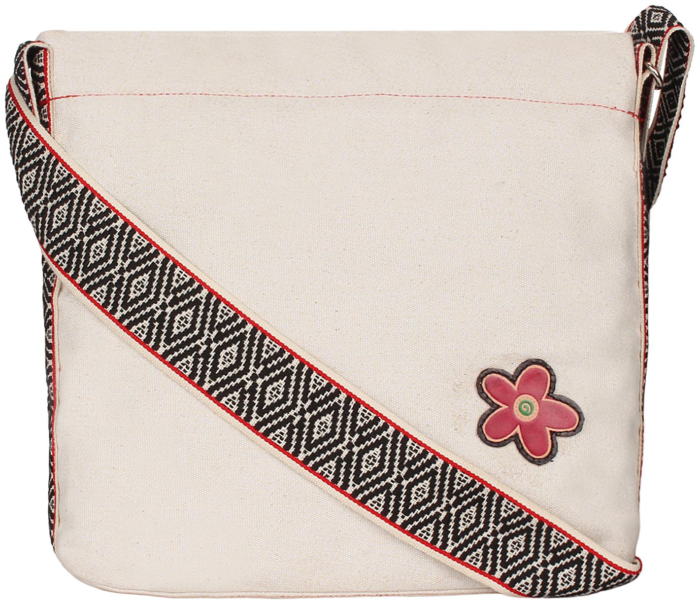 

Anekaant Cream Canvas Solid Sling Bag
