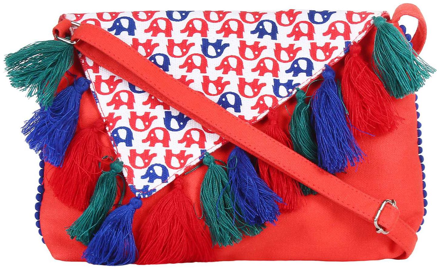 

Anekaant Red Canvas Solid Sling Bag