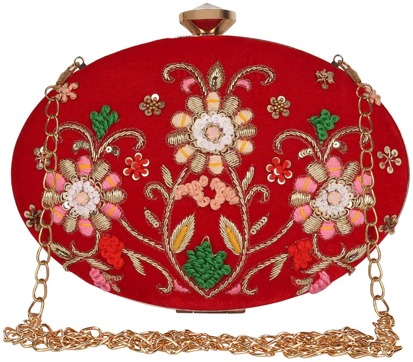 

Anekaant Women Red Velvet Clutch
