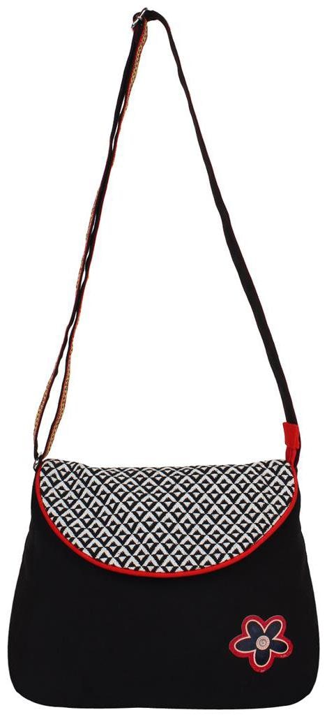 

Anekaant Black Canvas Solid Sling Bag
