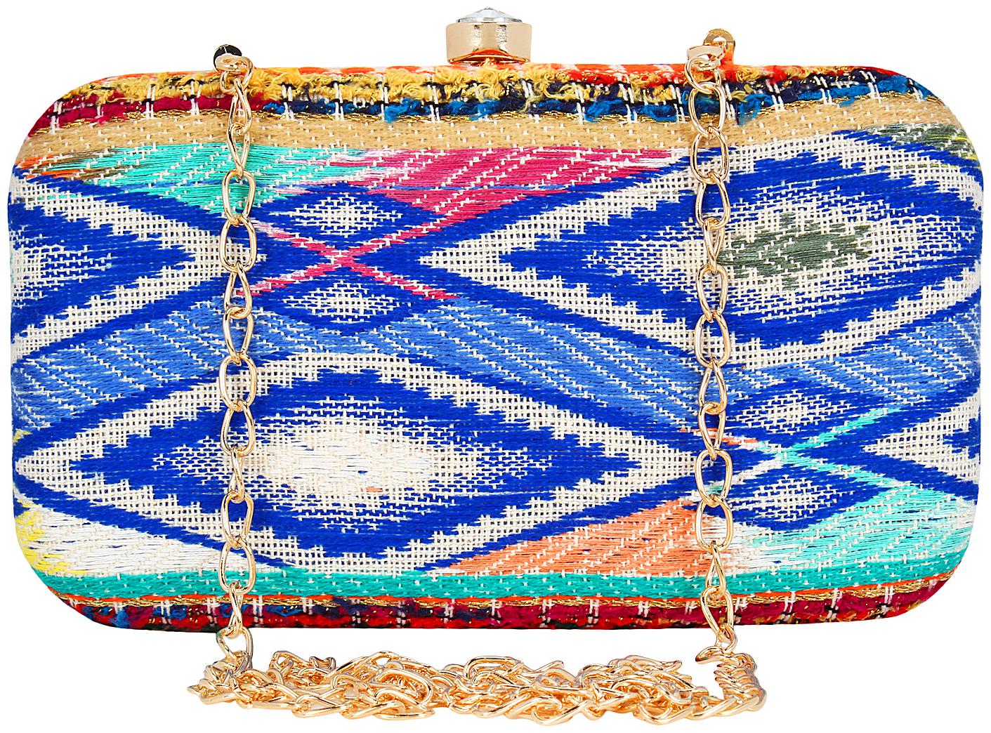 

Anekaant Geomet Embroidered Party Clutch Bag