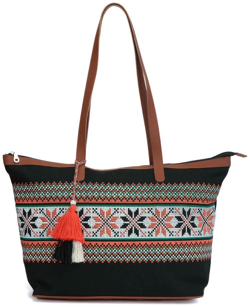 

Anekaant Hoist Geometrical Print Black Canvas Totes