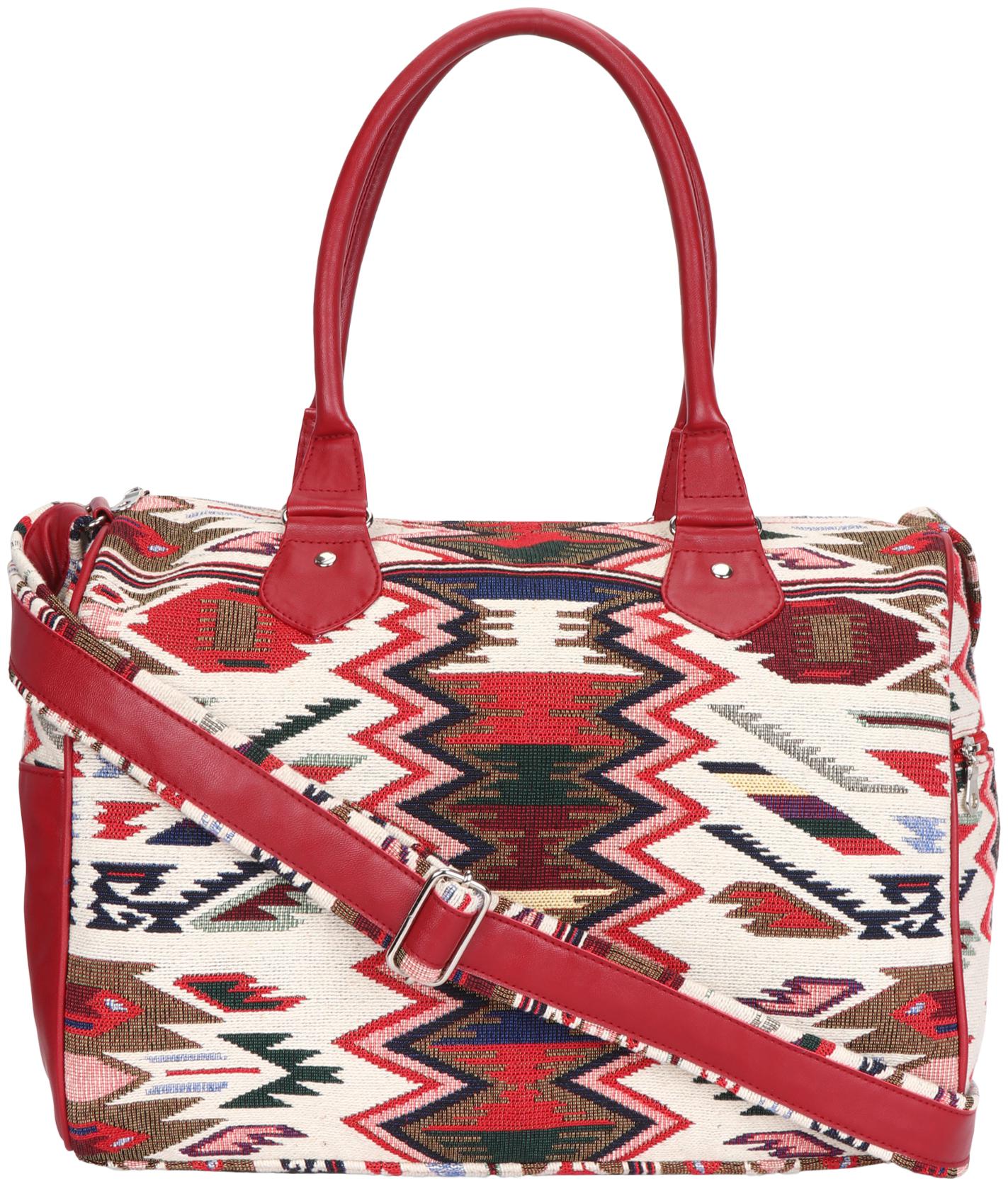 

Anekaant Maroon Canvas Handheld Bag