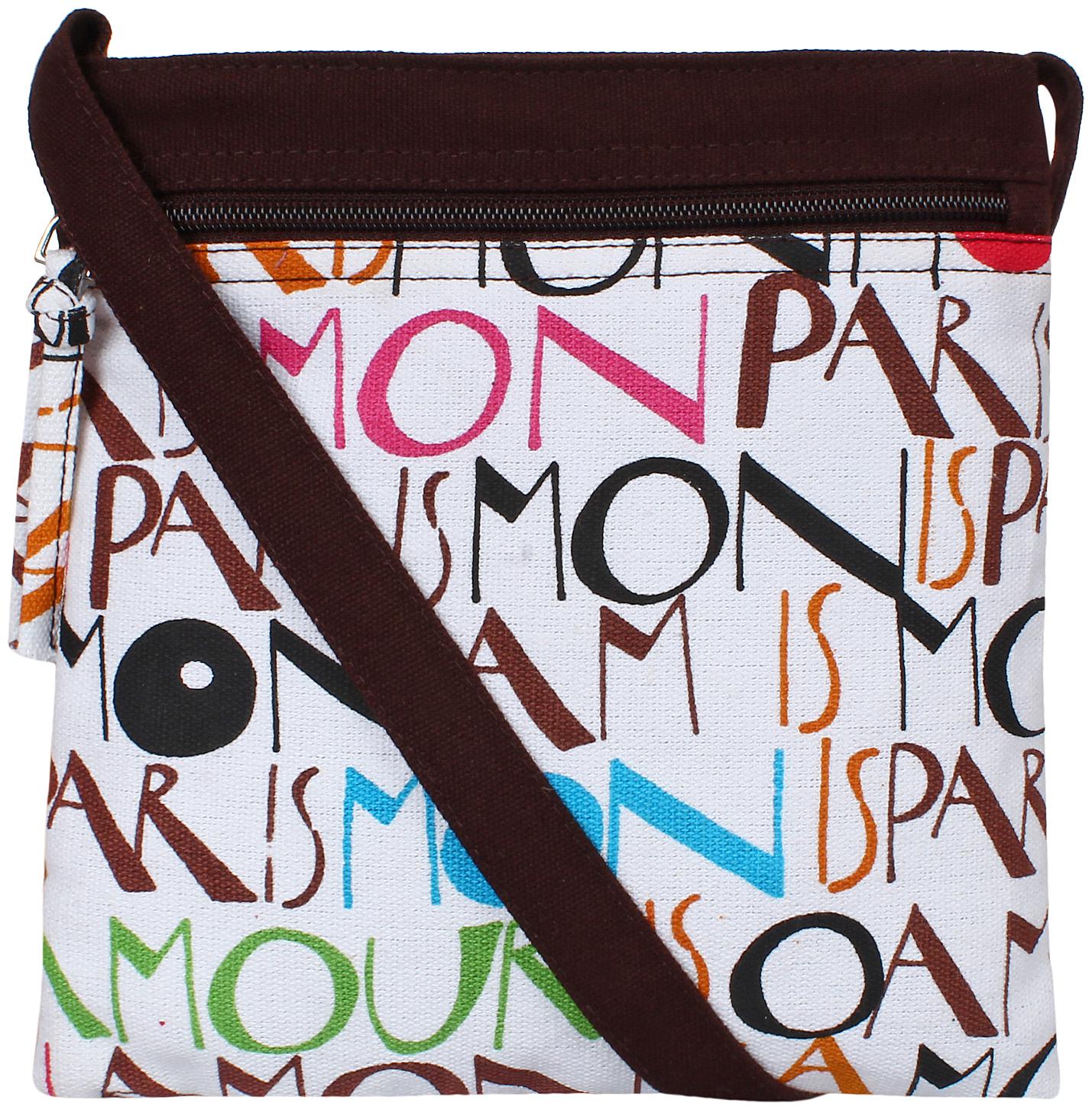 

Anekaant Brown Canvas Printed Sling Bag