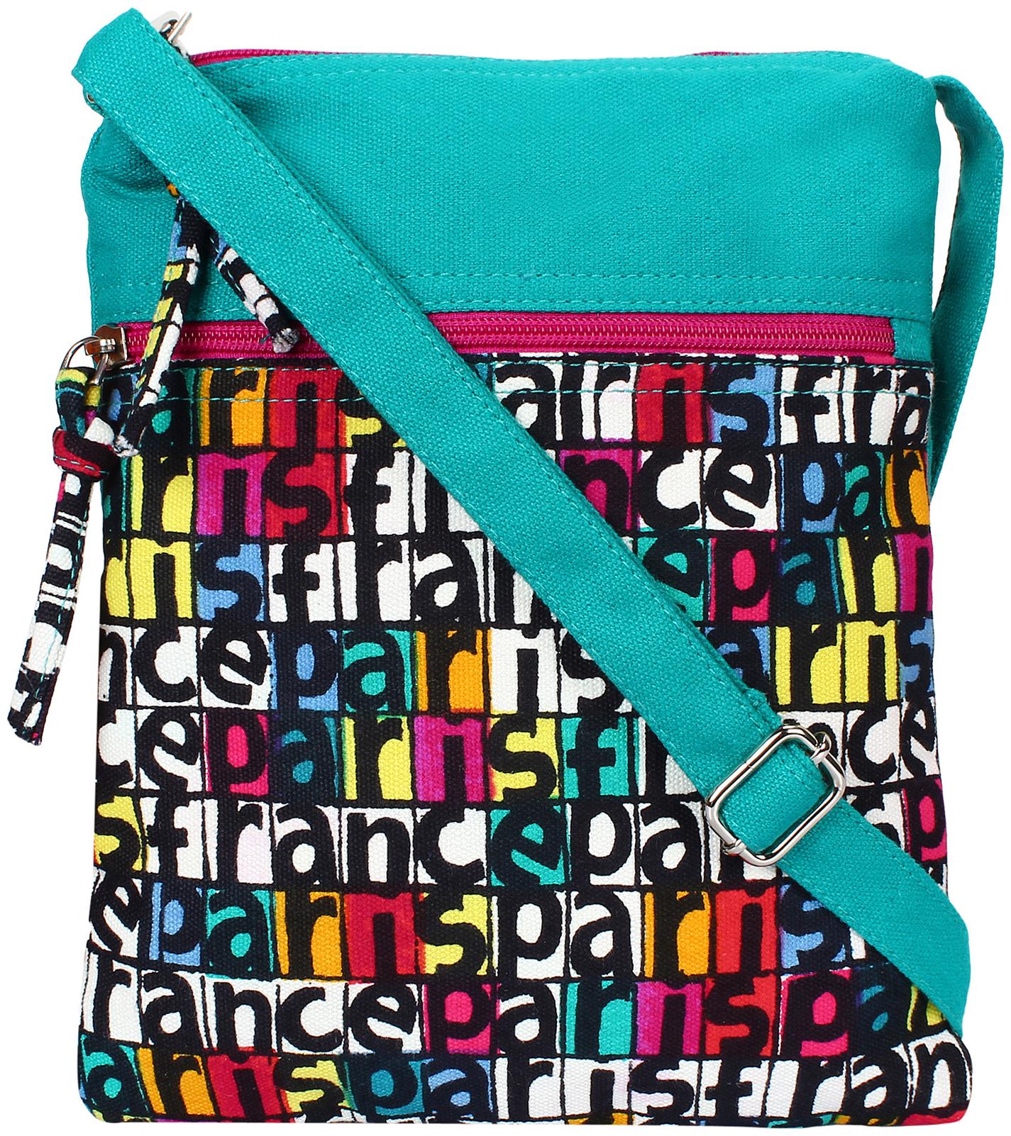 

Anekaant Blue Canvas Printed Sling Bag