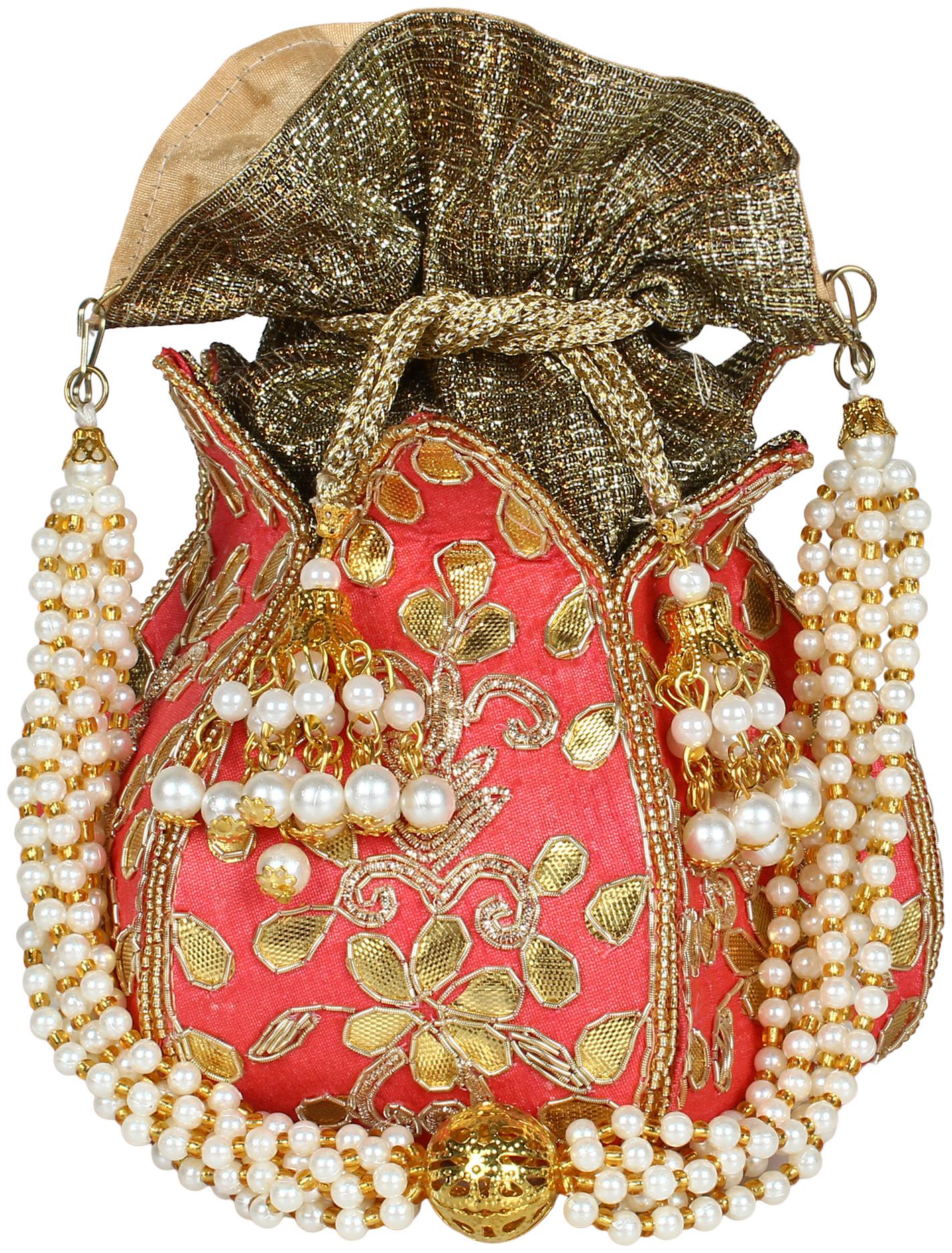 

Anekaant Pink Fabric Potli Bag