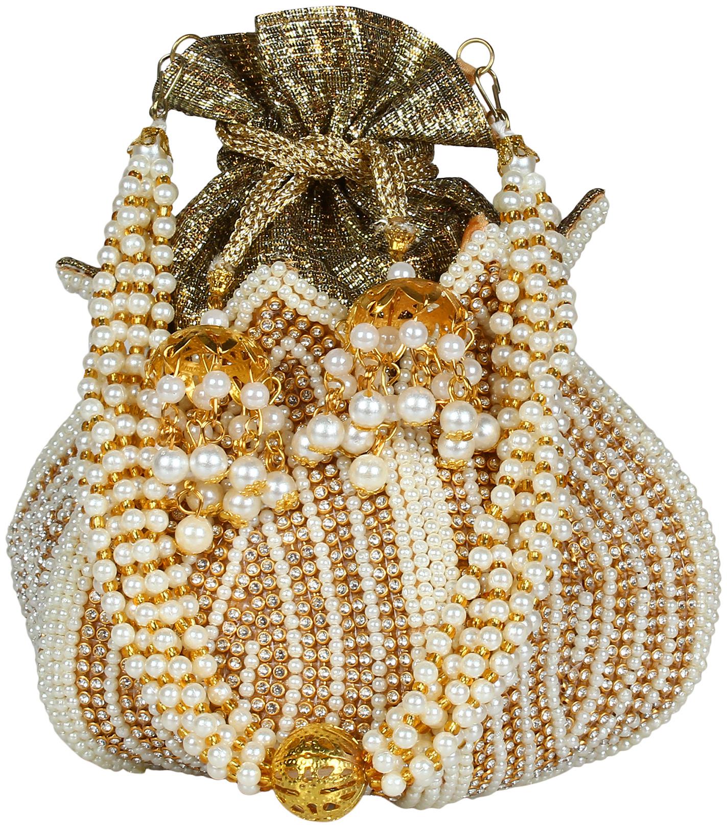 

Anekaant White Fabric Potli Bag