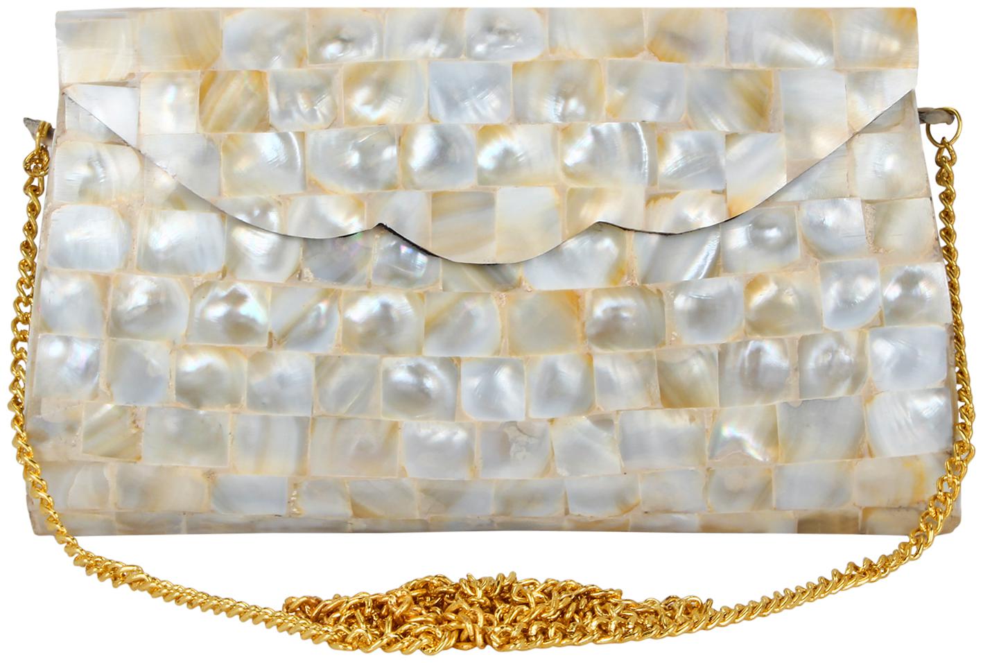 

Anekaant Women White Metal Clutch