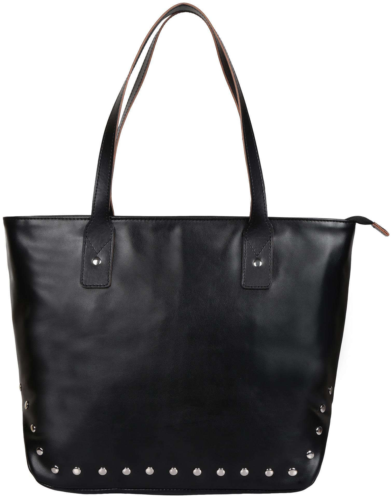 

Anekaant Black PU Handheld Bag