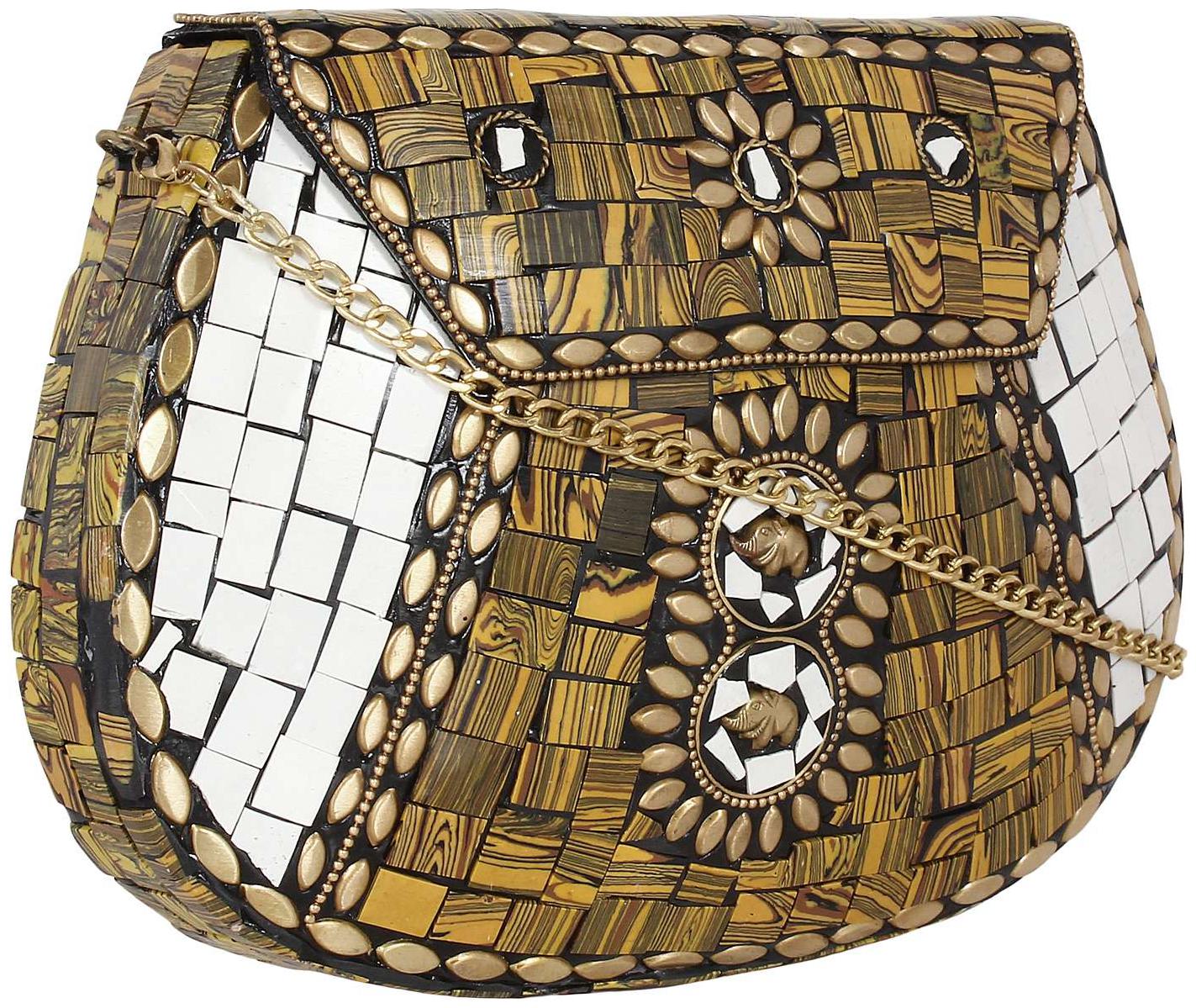 

Anekaant Women Gold Metal Clutch