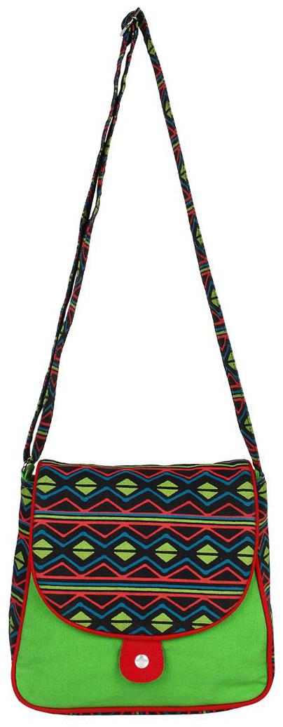 

Anekaant Green Canvas Solid Sling Bag