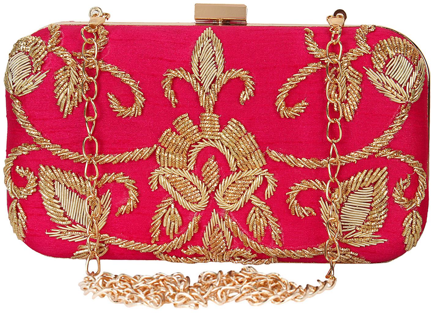 

Anekaant Women Pink Fabric Clutch