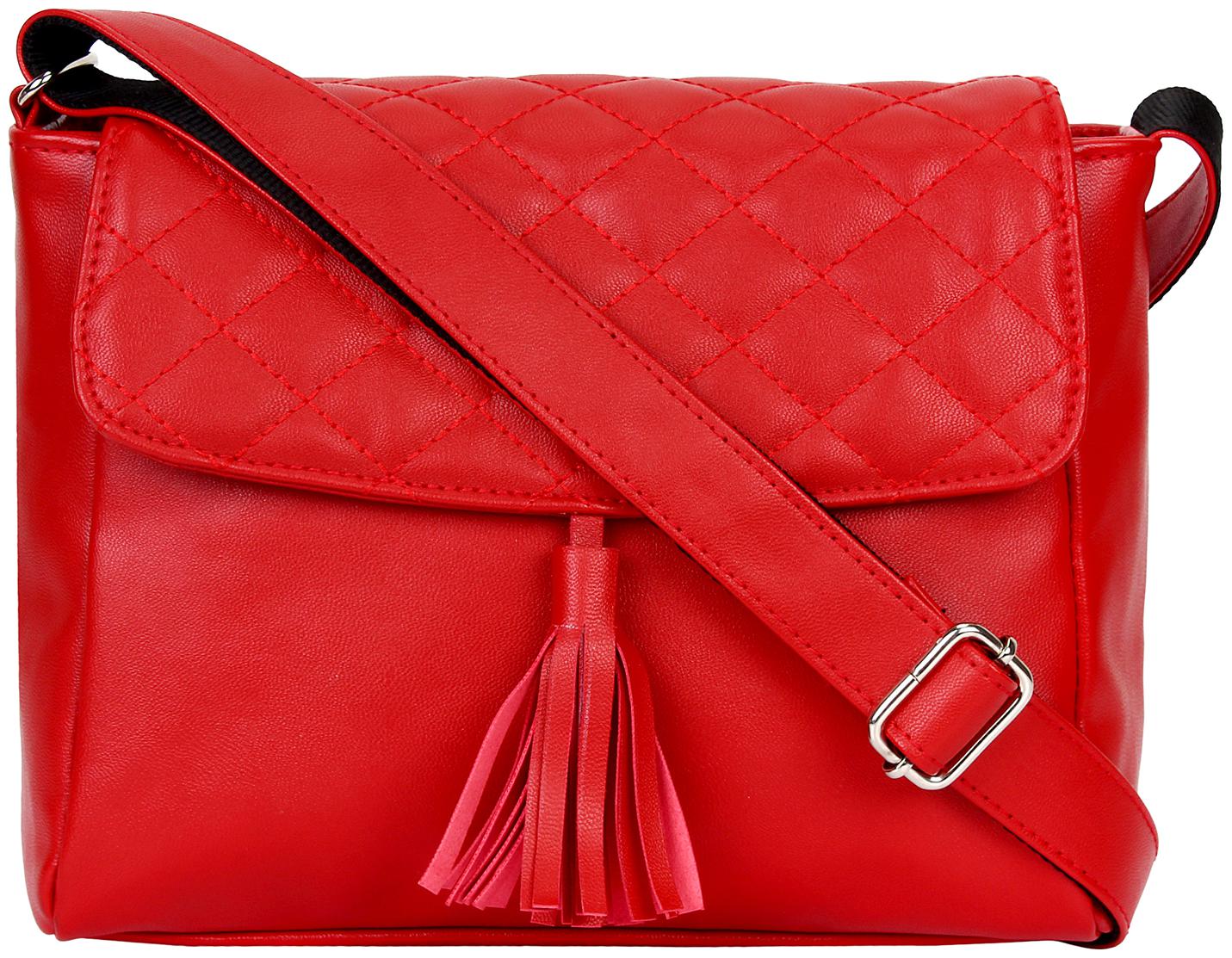 

Anekaant Red PU Solid Sling Bag