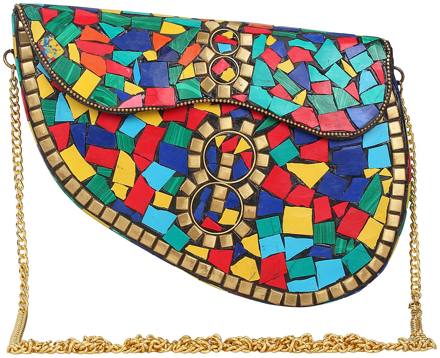 

Anekaant Spiffy Mosaic Metal Clutch Multi