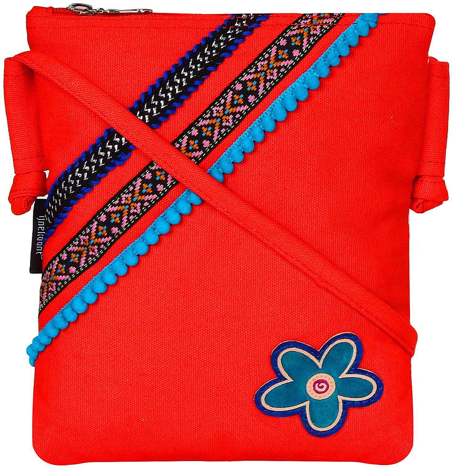 

Anekaant Red Cotton Solid Sling Bag