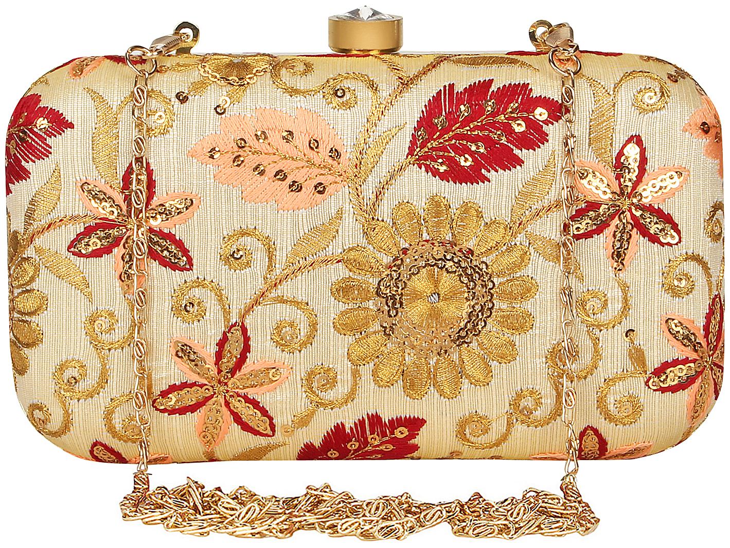 

Anekaant Tulle Embroidered Faux Silk Clutch