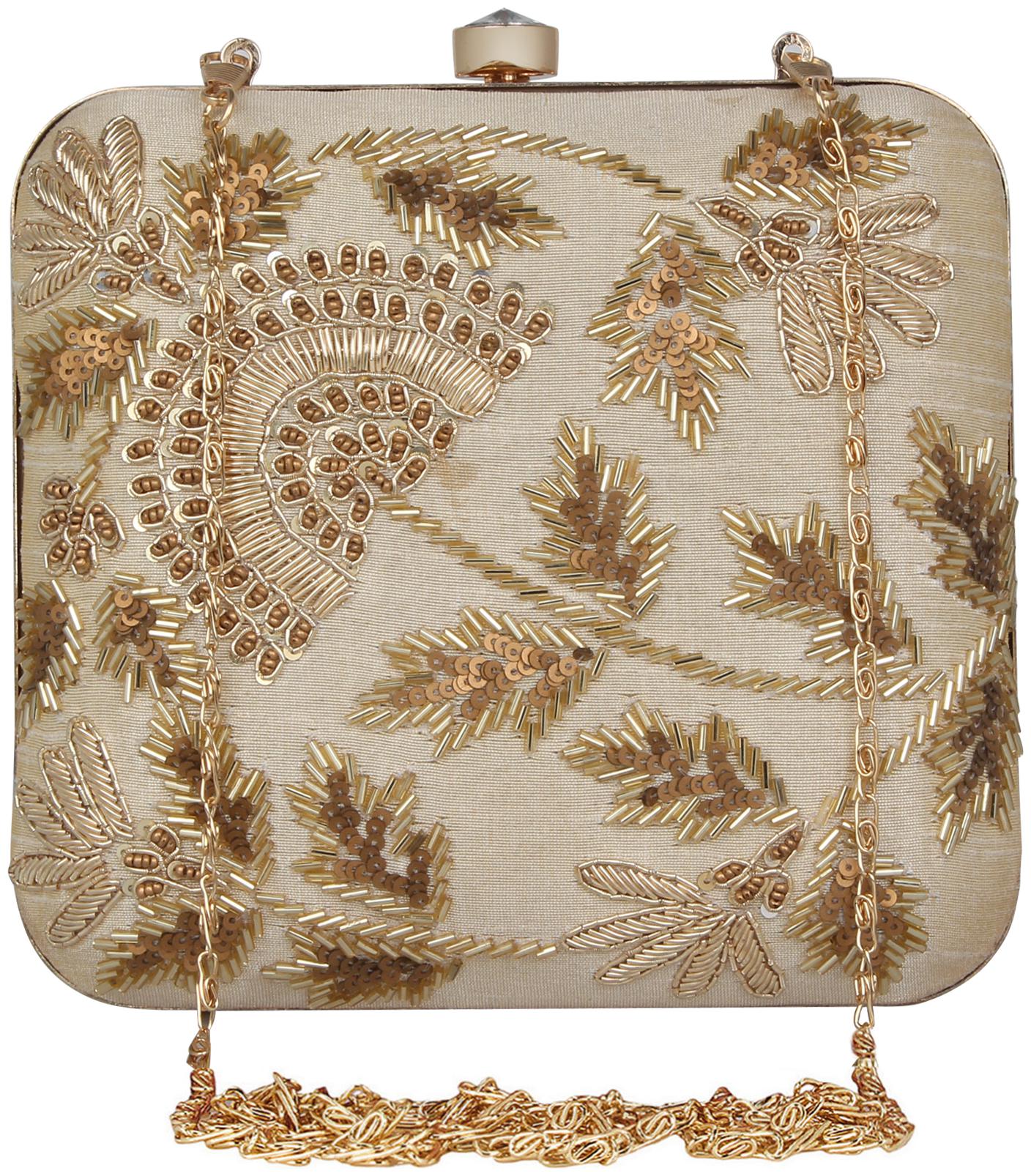 

Anekaant Women Beige Fabric Clutch