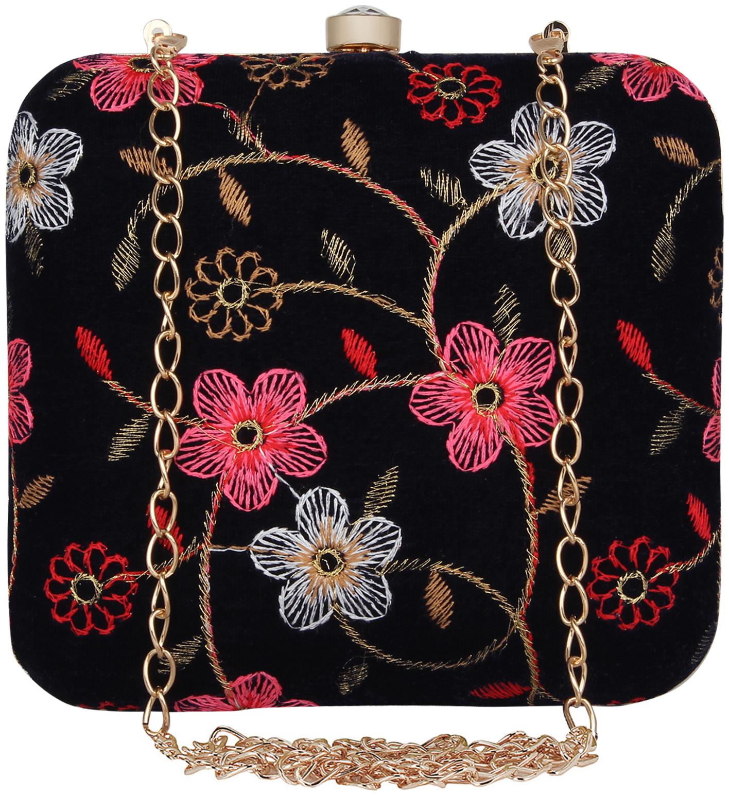 

Anekaant Women Blue Velvet Clutch