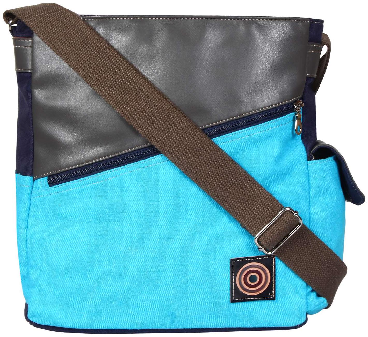 

Anekaant Blue Canvas Solid Sling Bag