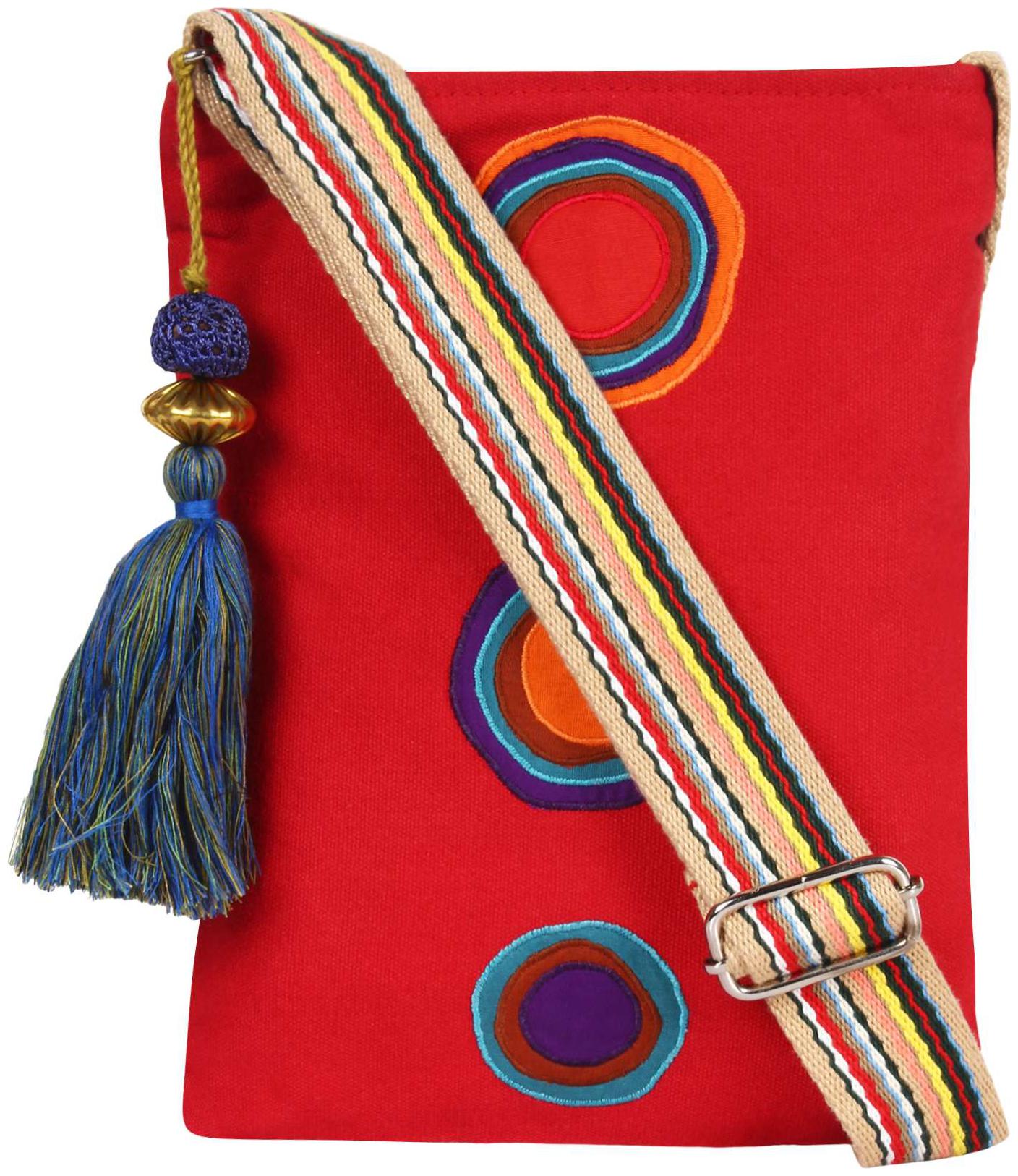 

Anekaant Red Canvas Printed Sling Bag