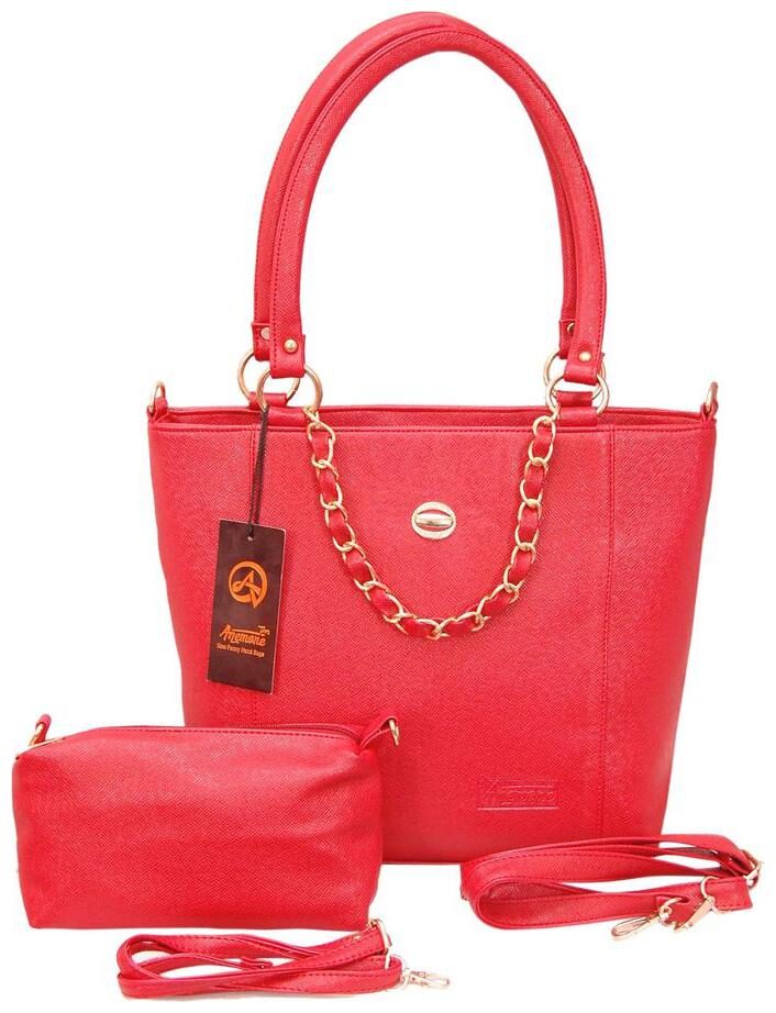 

Anemone Red Faux Leather Handheld Bag