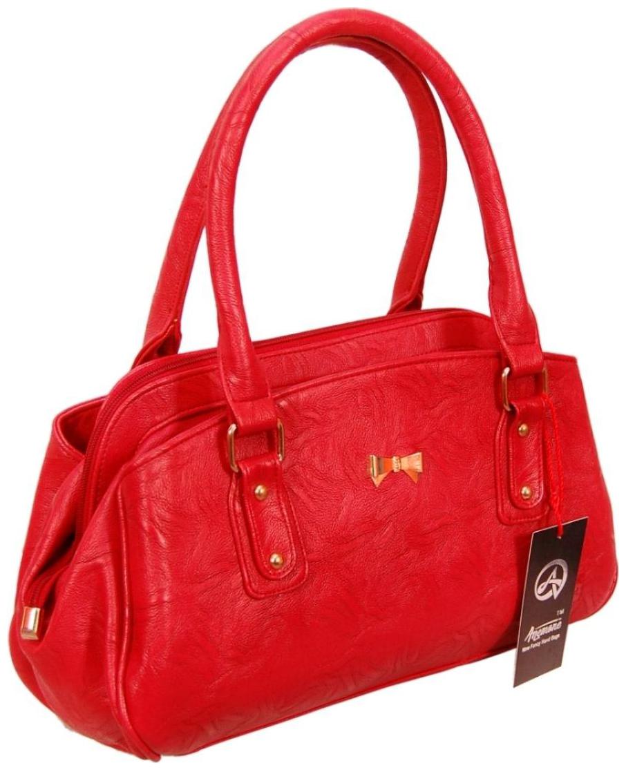 

Anemone Red Faux Leather Handheld Bag
