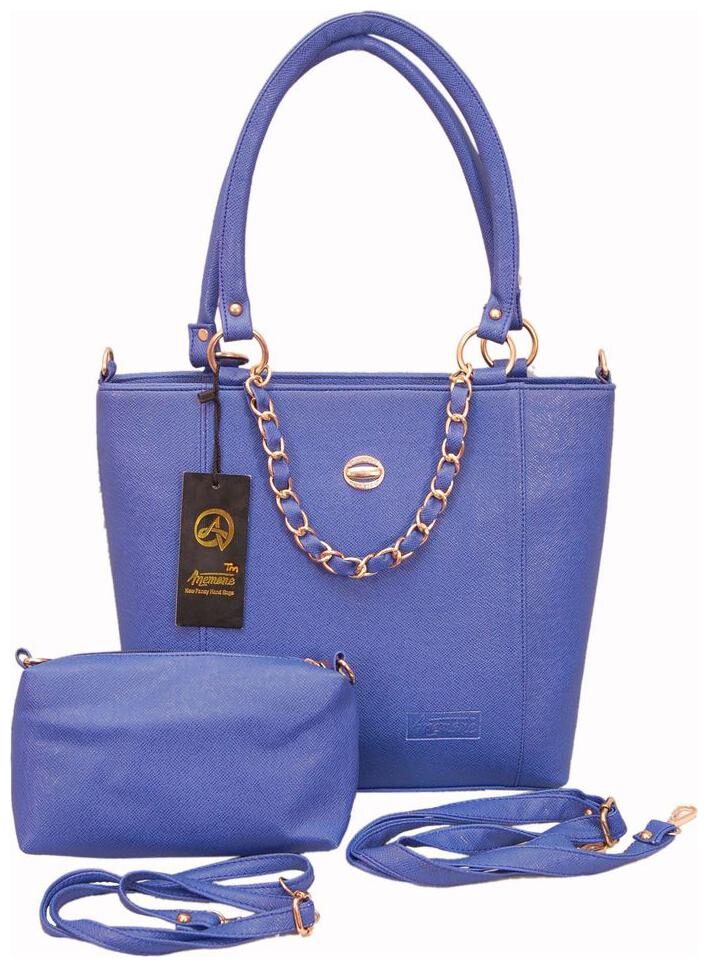 

Anemone Blue Faux Leather Handheld Bag