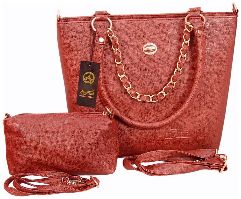 

Anemone Brown Faux Leather Handheld Bag