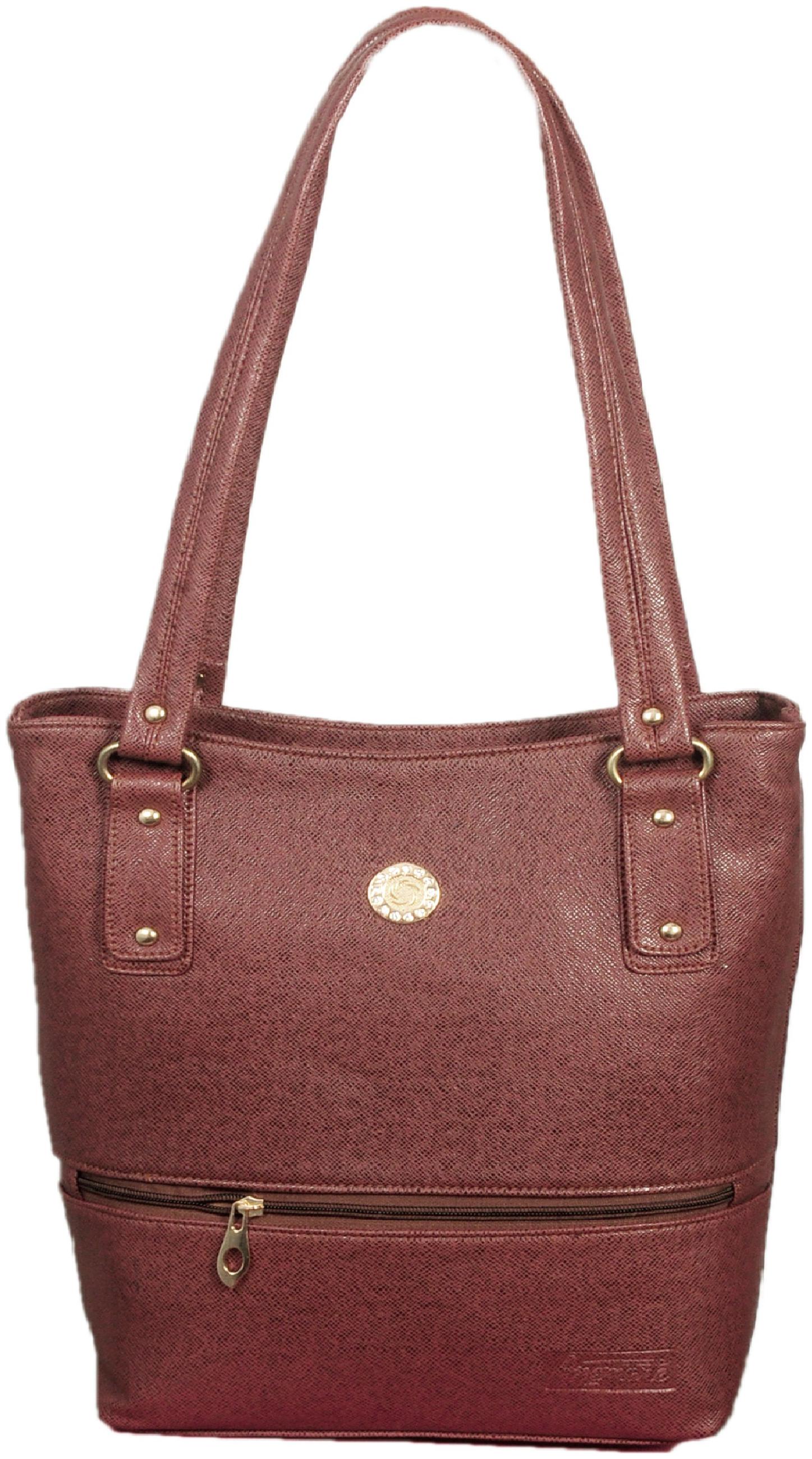

Anemone Brown Faux Leather Handheld Bag