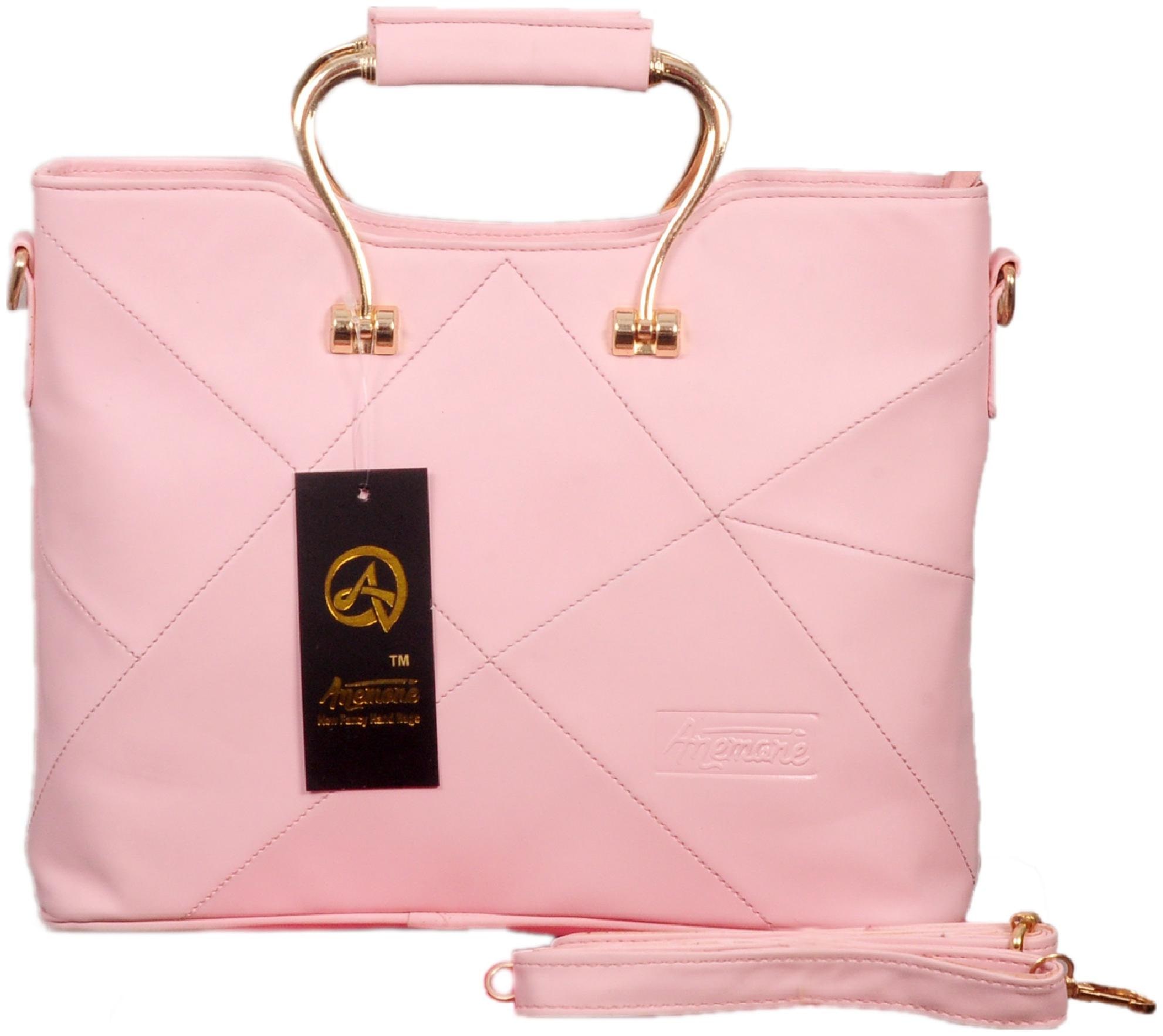 

Anemone Pink Faux Leather Handheld Bag
