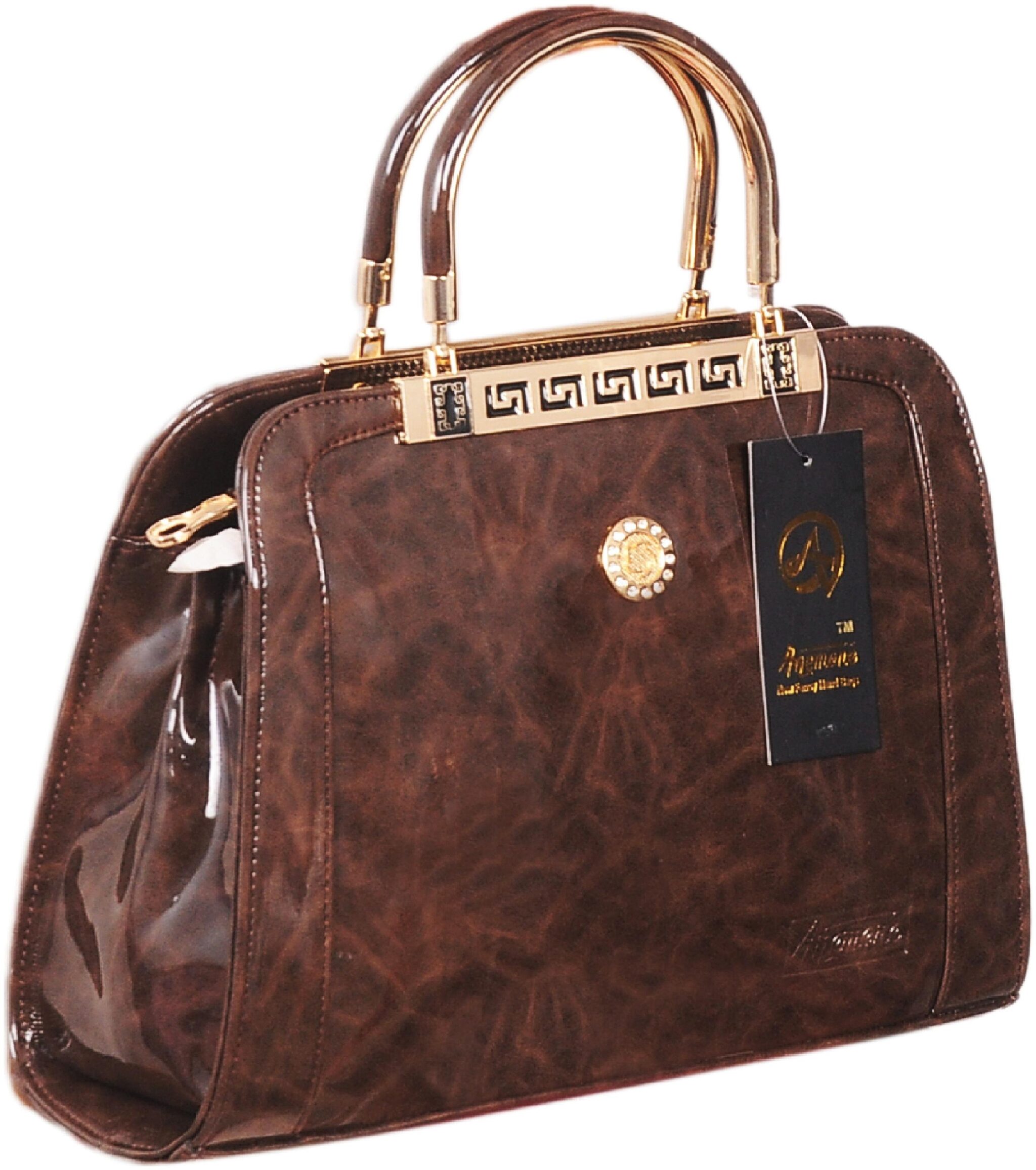 

Anemone Brown Faux Leather Handheld Bag