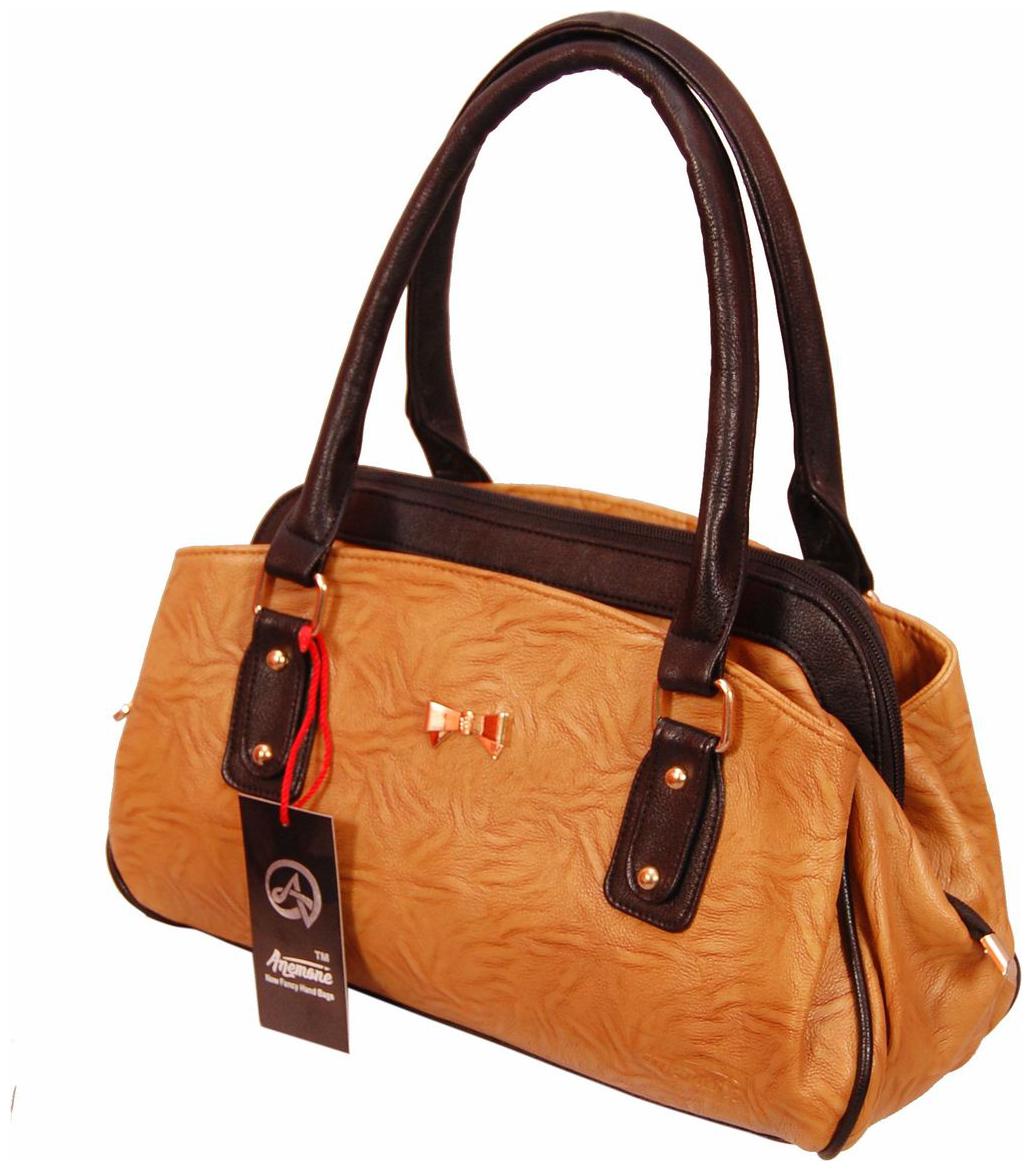 

Anemone Tan Faux Leather Handheld Bag