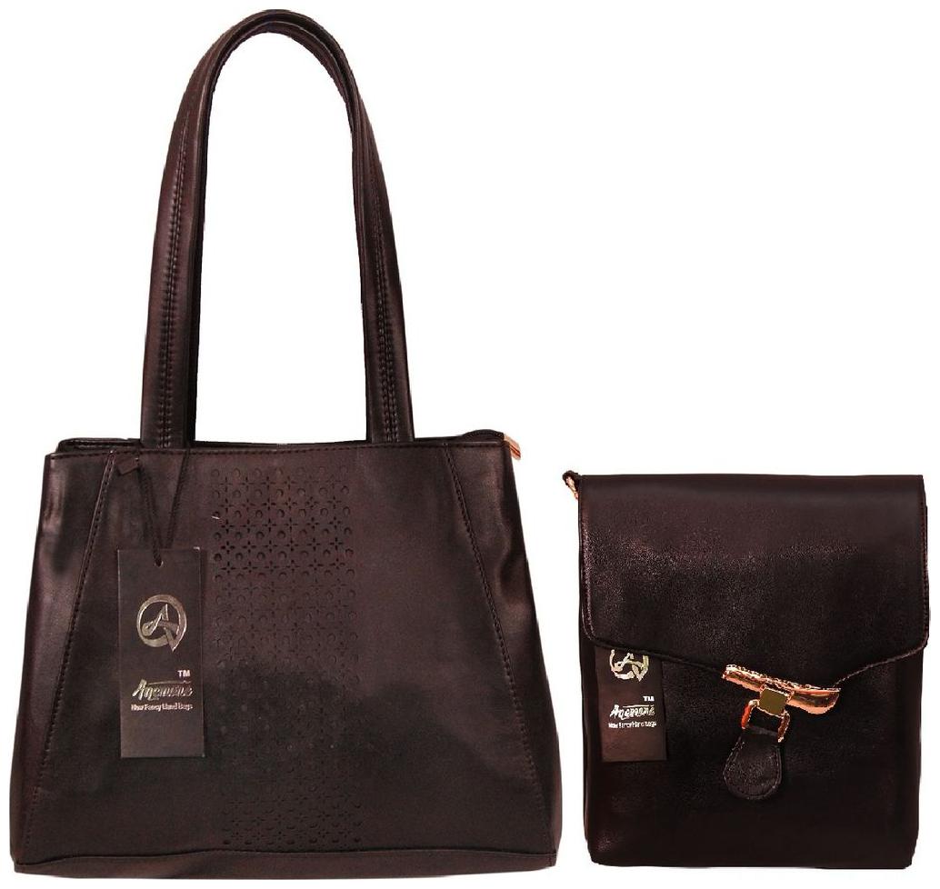 

Anemone Black Faux Leather Handheld Bag