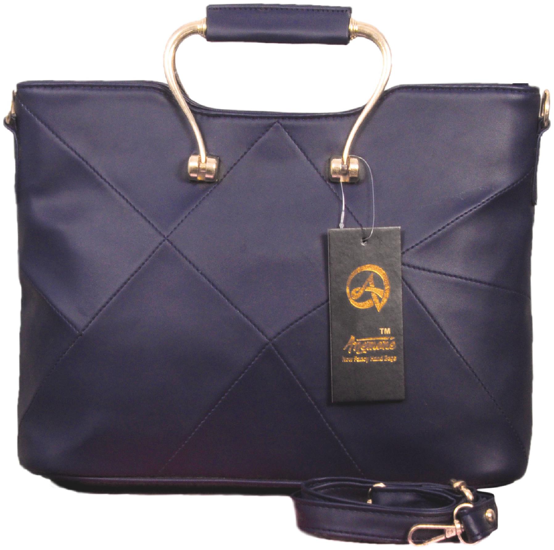 

Anemone Blue Faux Leather Handheld Bag