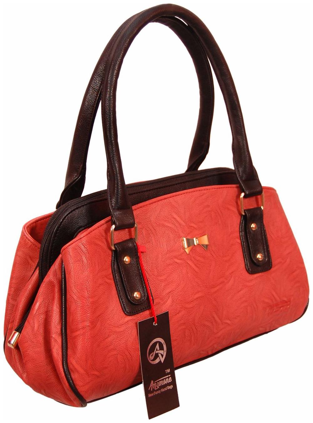 

Anemone Red Faux Leather Handheld Bag