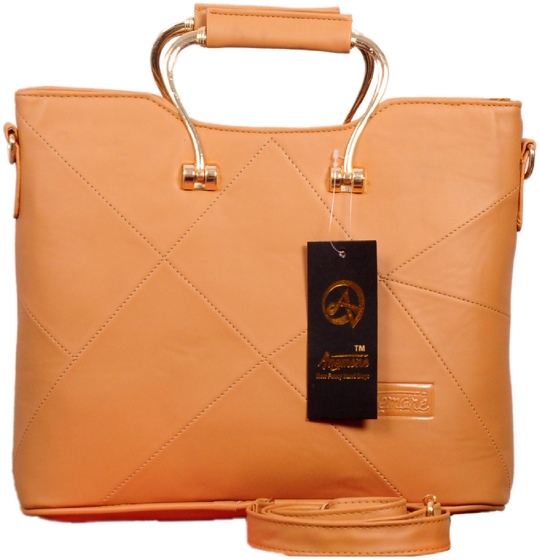 

Anemone Tan Faux Leather Handheld Bag