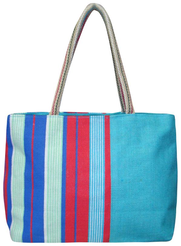 

Anges Bags Blue Jute Handheld Bag