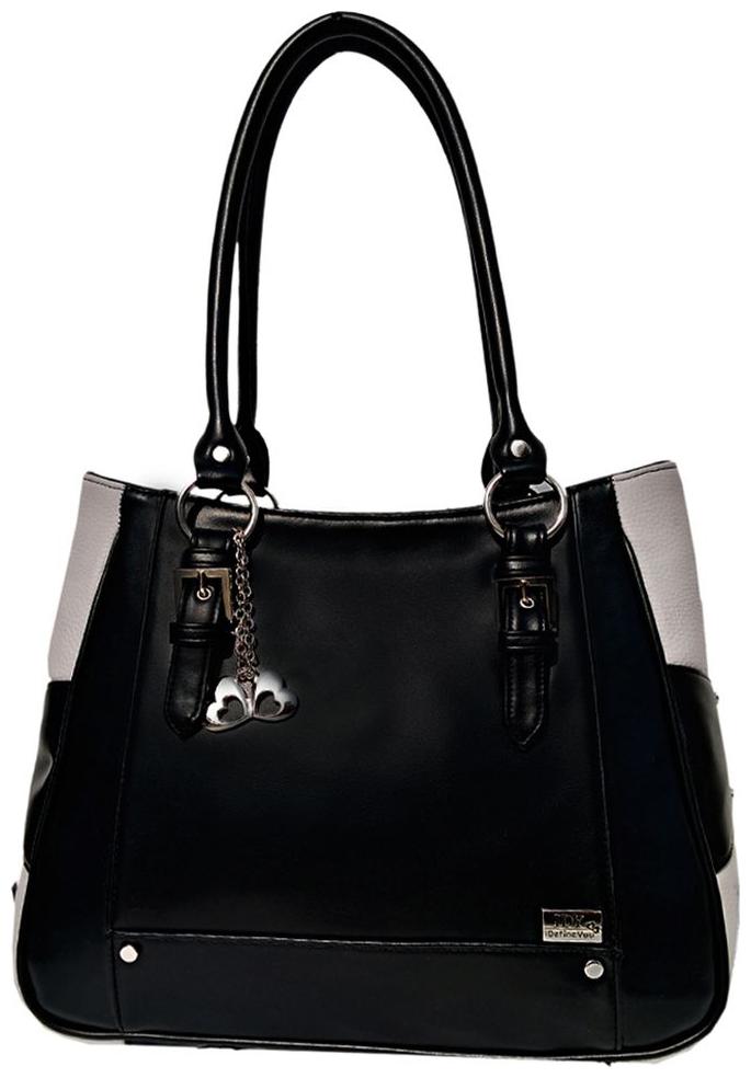 

Anglopanglo Black Faux Leather Handheld Bag