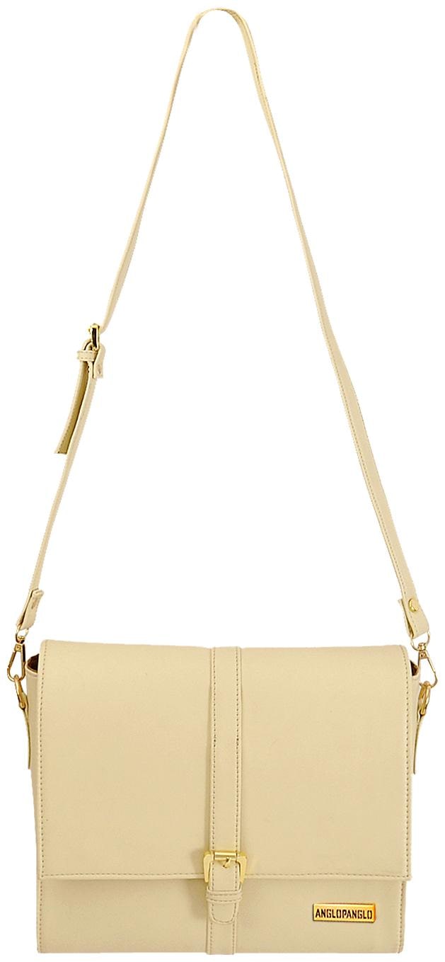 

Anglopanglo Beige PU Solid Sling Bag