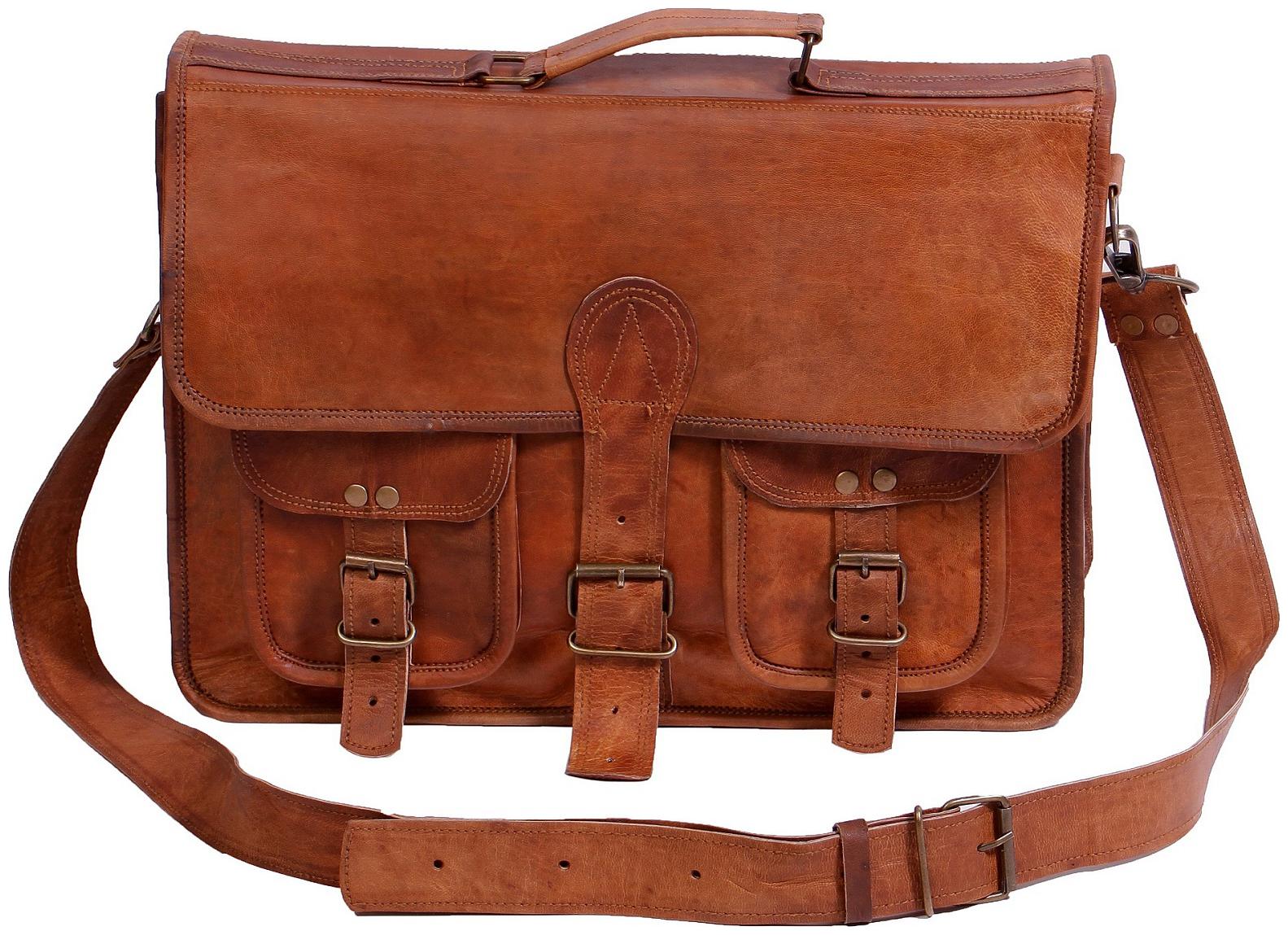 

Anshika International real leather laptop mackbook messenger bag for men