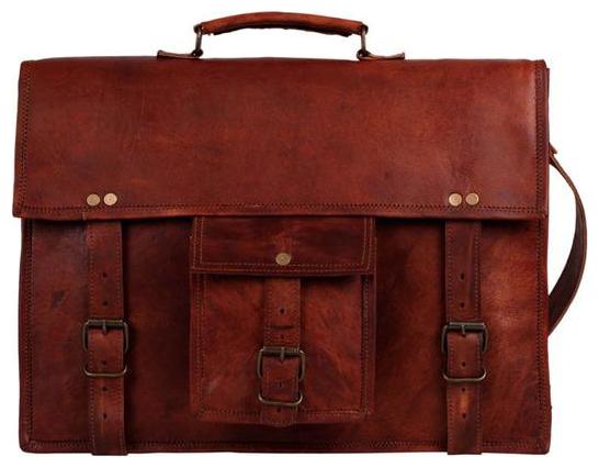 

Anshika International 100 vintage handcrafted unisex leather shoulder messenger bag size (L) 15 (H) 11 (W) 4
