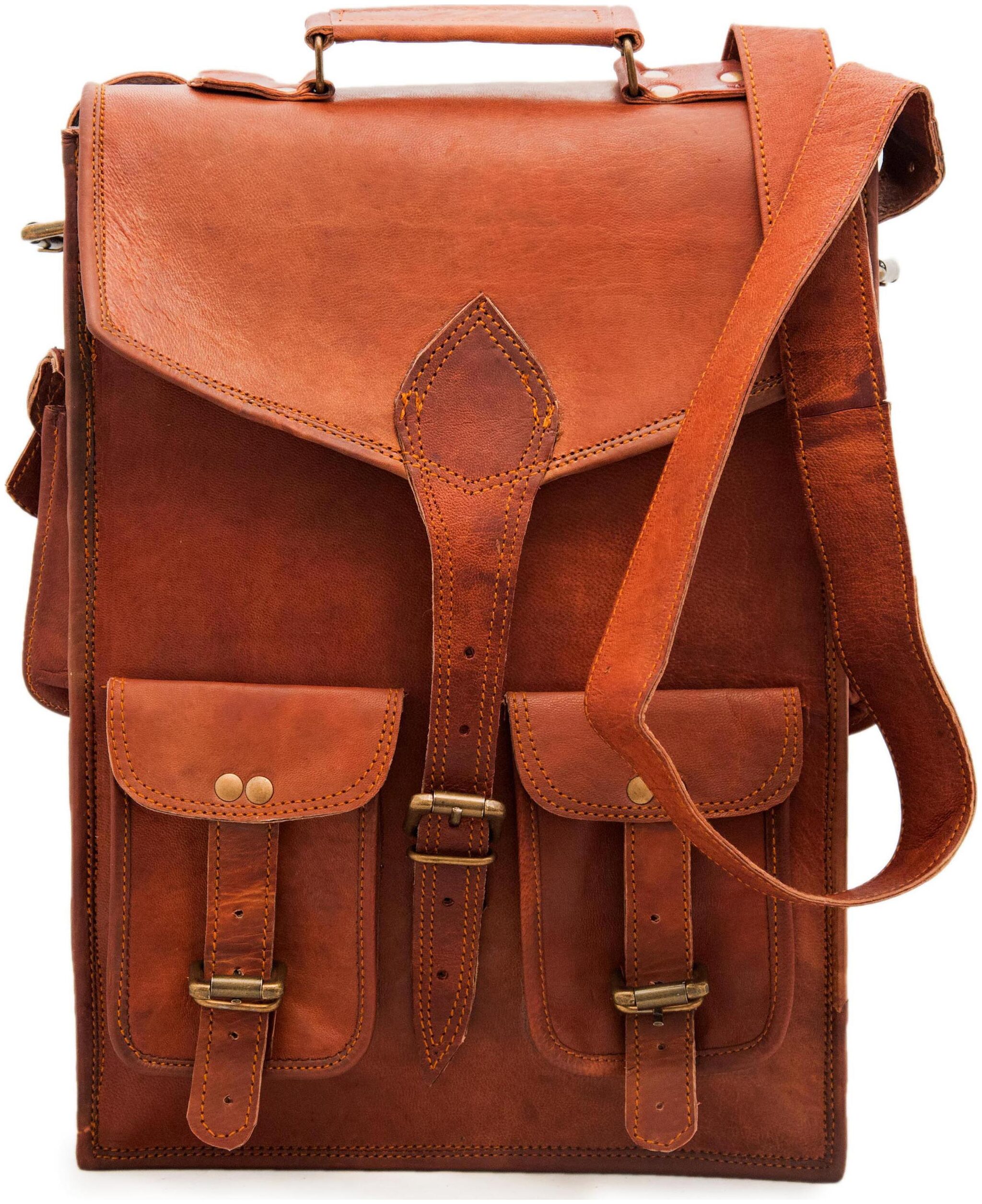 

Anshika International Brown Leather Backpack