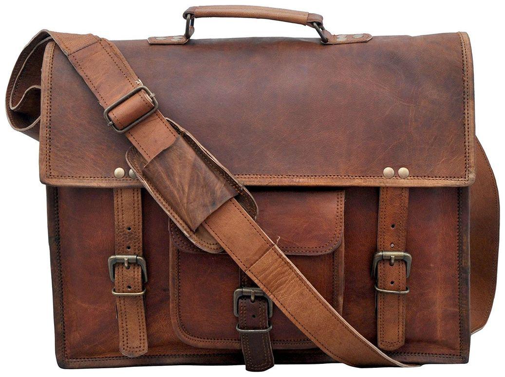 

Anshika Internaional vintage bags genuine leather messenger bag cum office bag