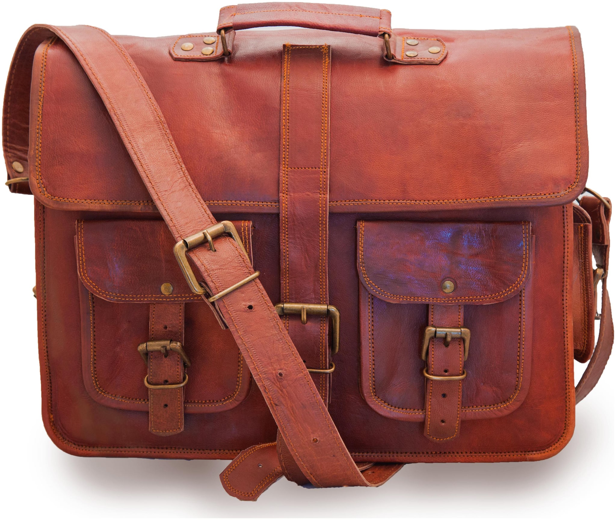 

Anshika International vintage handmade genuine leather 15 laptop messenger satchel for men women