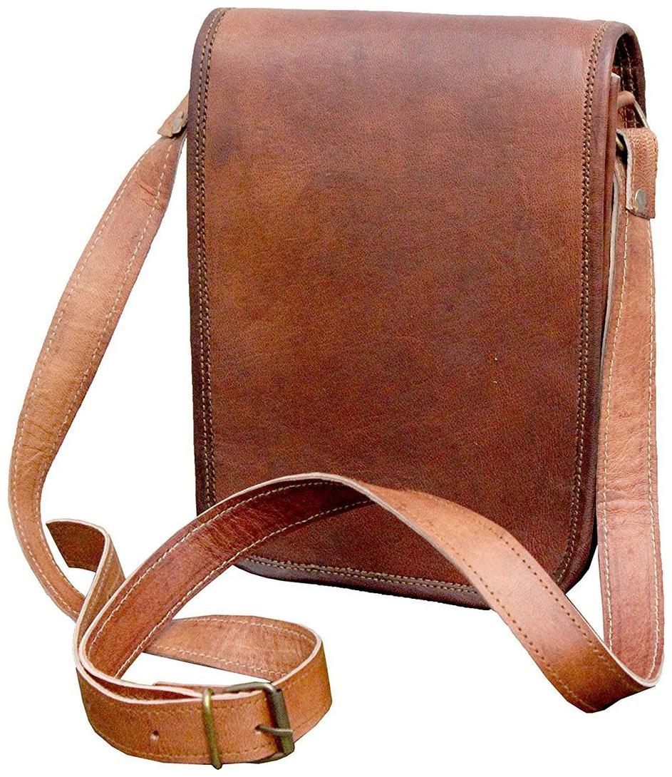 

Anshika International Leather Vertical Sling Bag Brown Full Flap