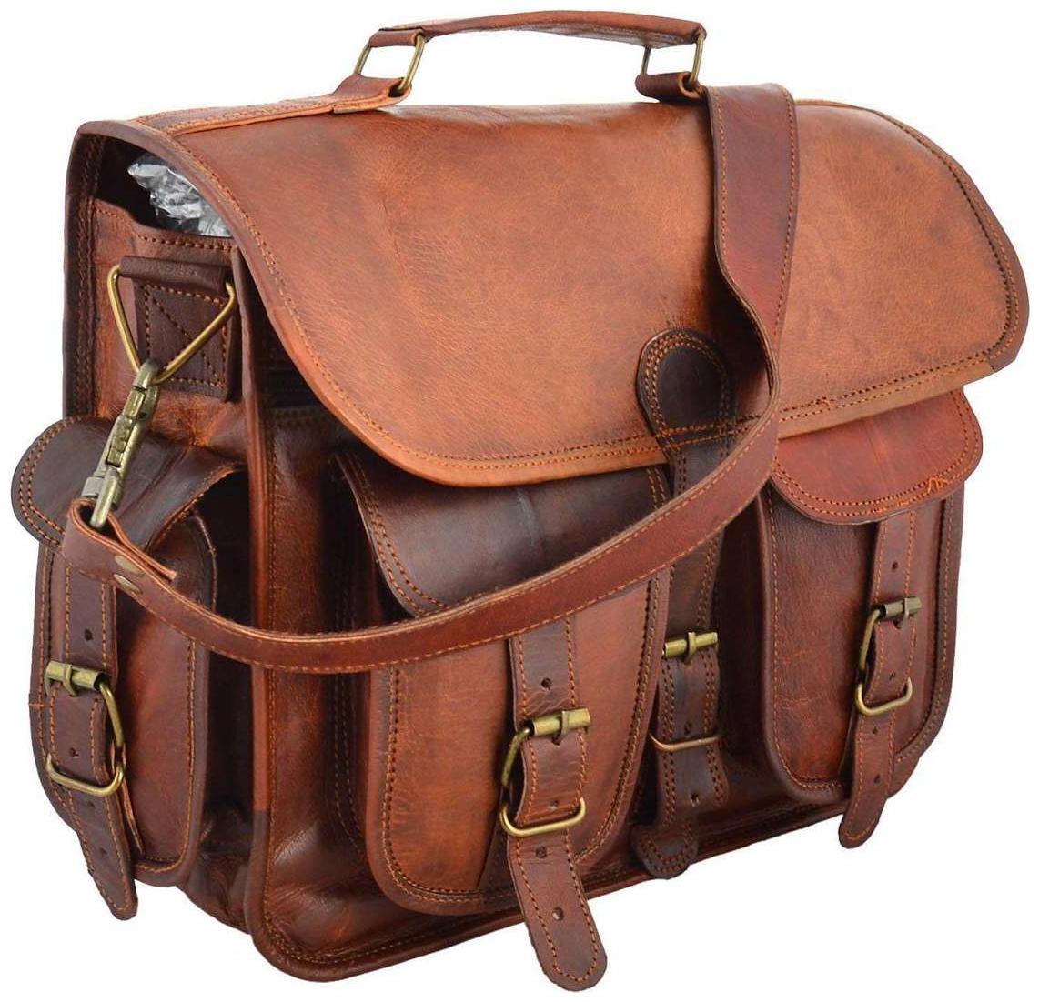 

Anshika International 100 real Leather Bag 13 Inch Office Briefcase Messenger Bag