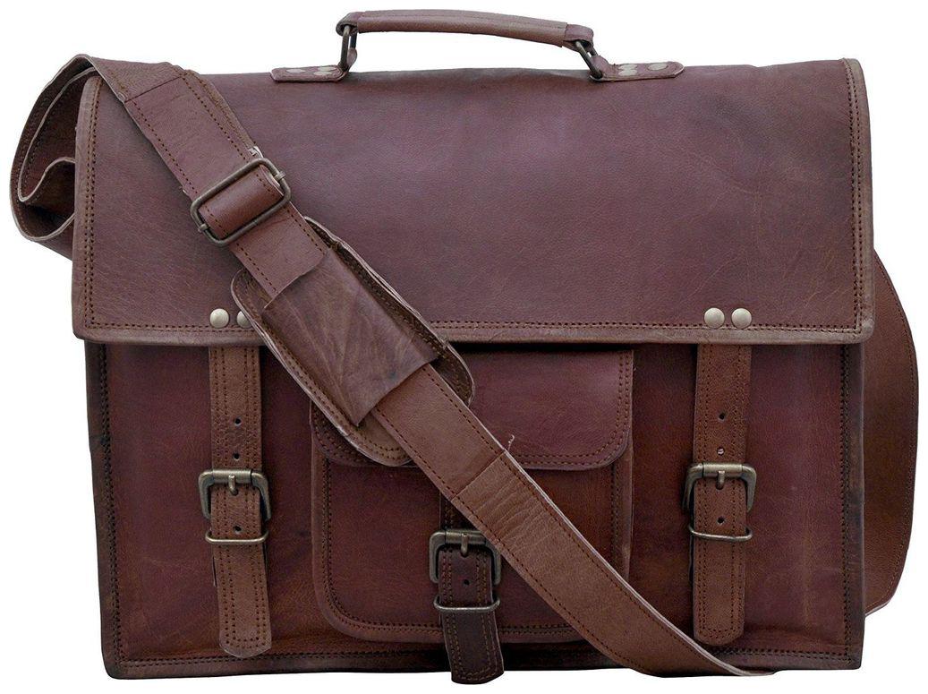 

Anshika International 11 x 15 Real Brown Leather Messenger Bag Laptop MacBook Satchel Crossbody Bag