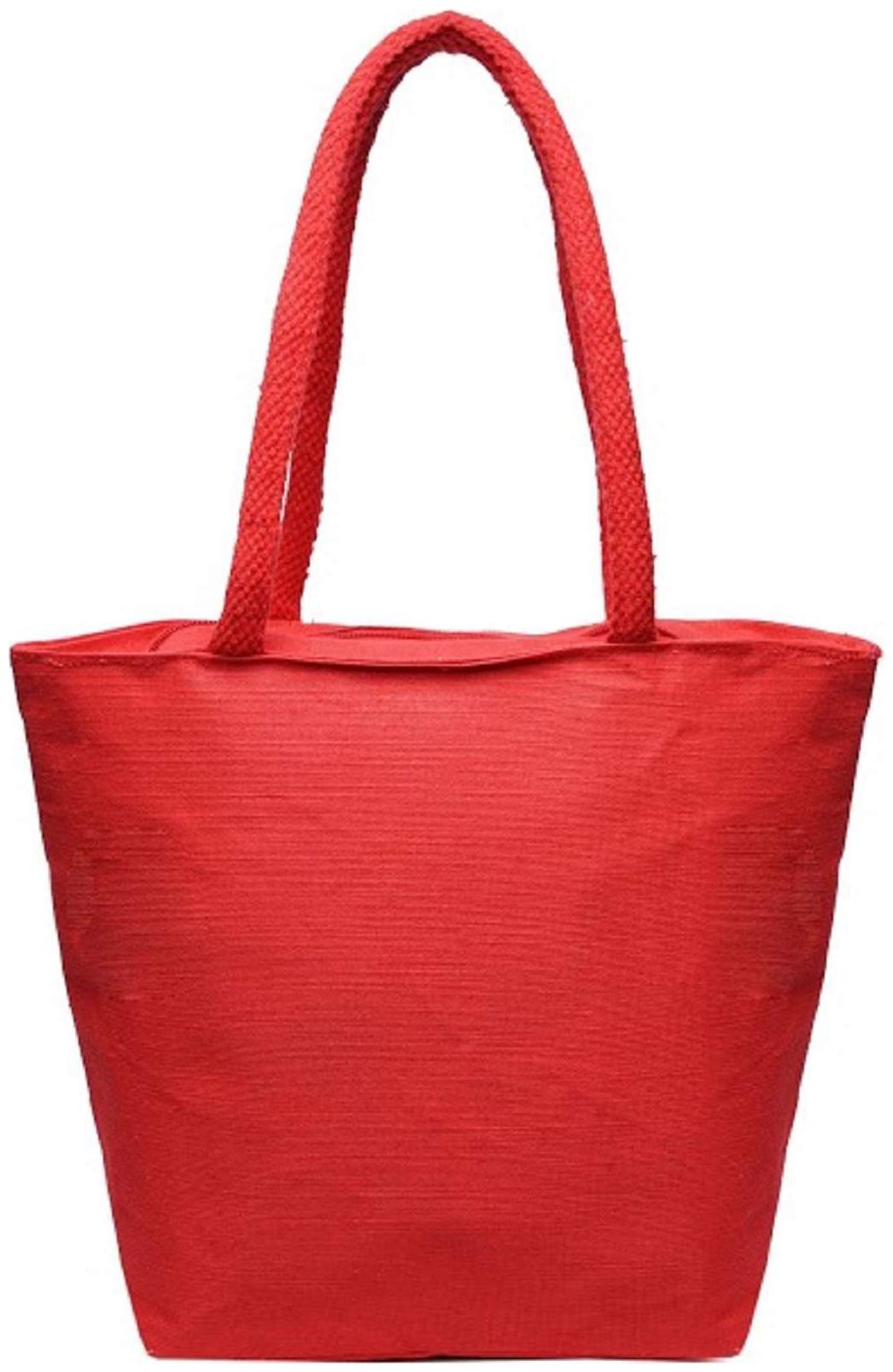 

Anshika International red reusable 100 jute cotton bags for women girls