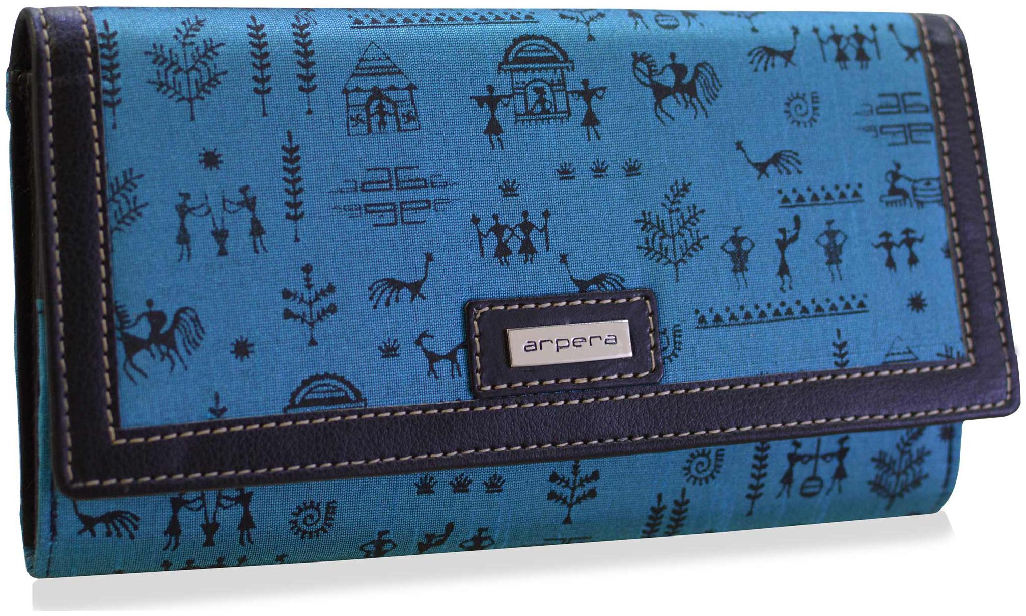 

arpera rangoli cotton warli print clutch blue C11541-71A